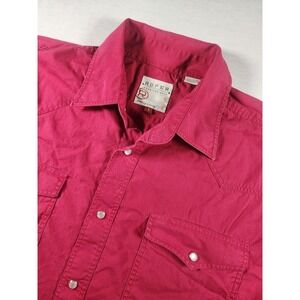 Roper Mens Lrg Western Snap Shirt Red Long Sleeve Pearl Snap Flap Pocket Cowboy